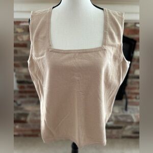 Joan Rivers Wardrobe Builders Square Neck Sweater Tank-Tan-1X-NEW-A397525